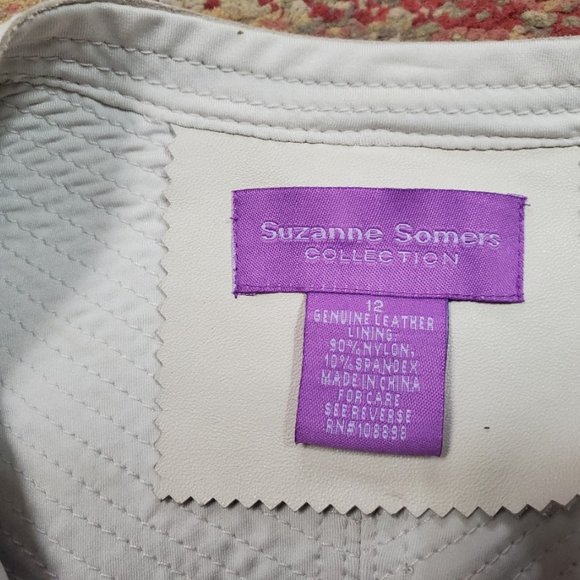 Suzanne Somers Stretch Leather Jacket in BONE Size 12 - Picture 2 of 5